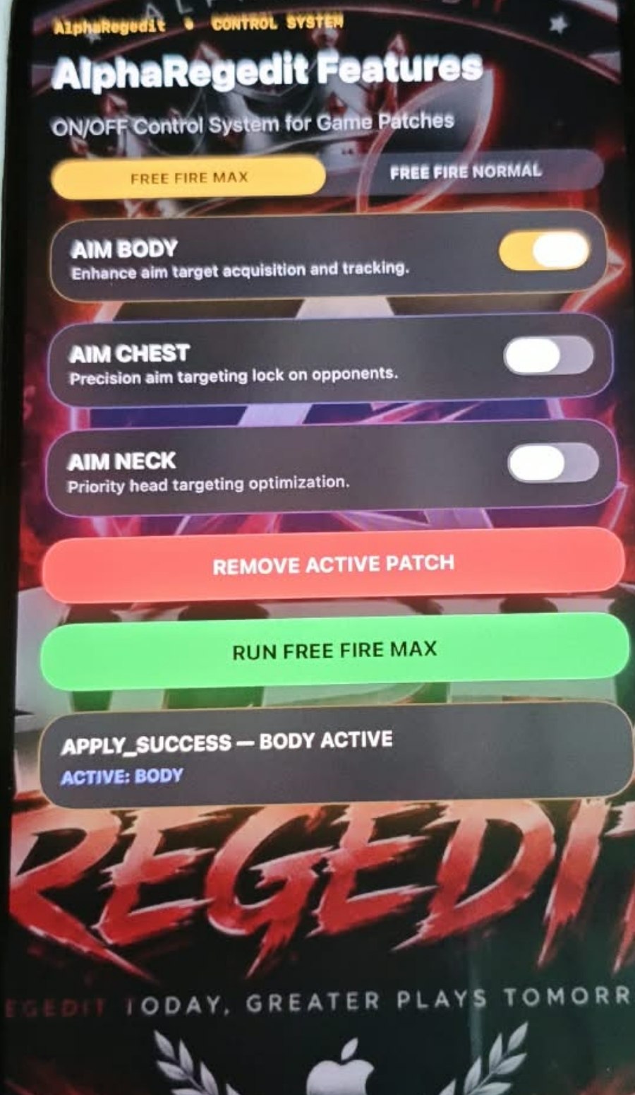 Alpha Regedit screenshot