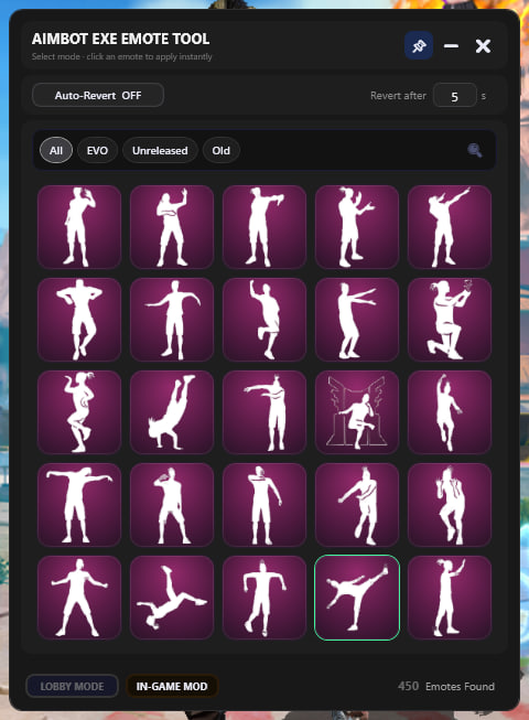 Emote Panel screenshot